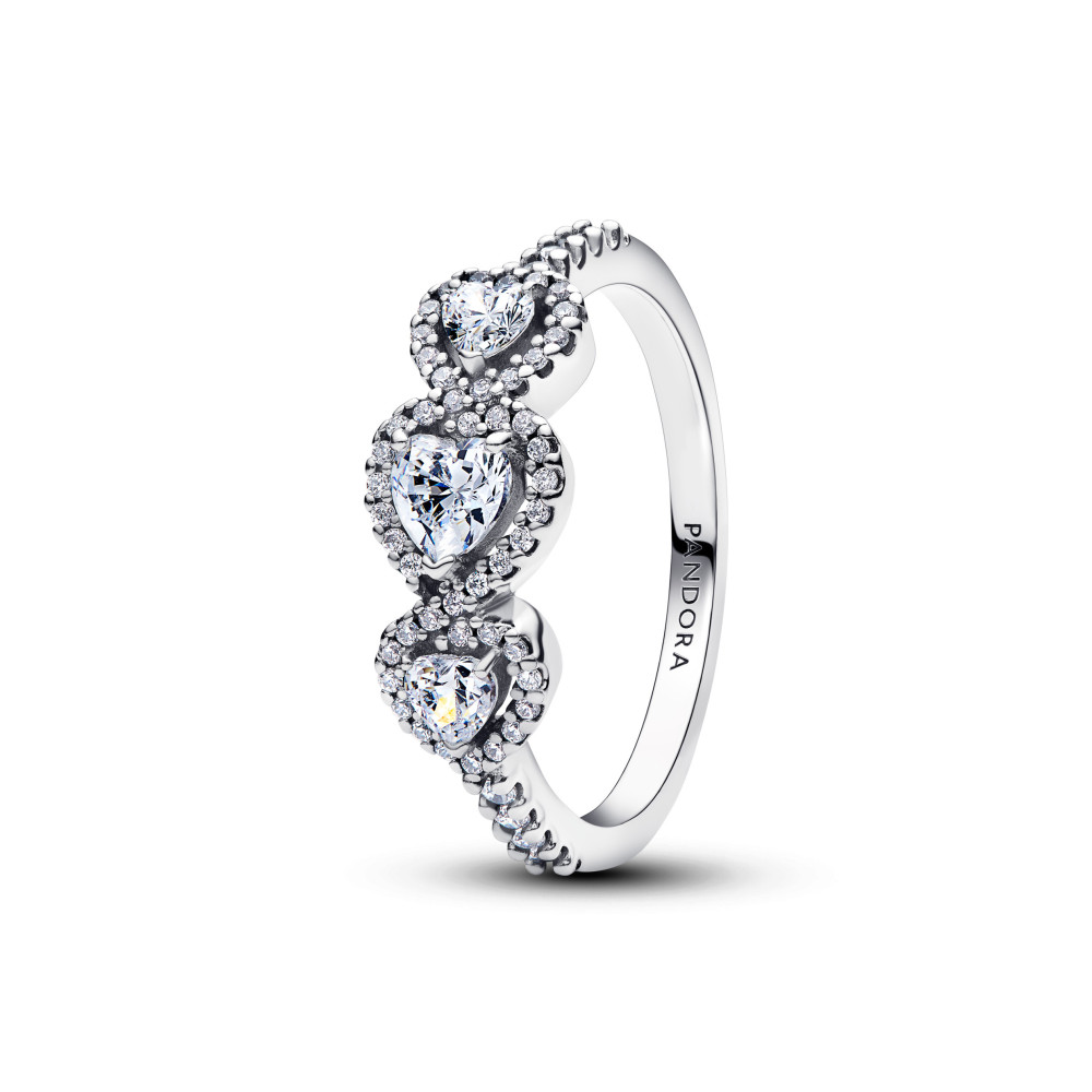 Bague Pandora triple coeurs Halo modèle en argent 925/1000, 194413C01