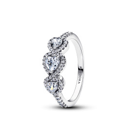 Bague Pandora triple coeurs Halo modèle en argent 925/1000, 194413C01