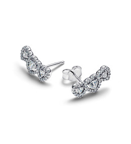 Boucles Pandora Triple Cœurs Halo en argent – 294411C01