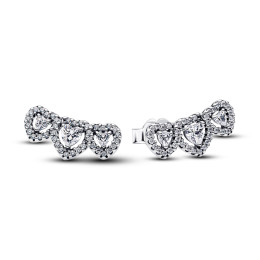 Boucles d'oreilles Pandora triple coeurs Halo modèle en argent 925/1000, 294411C01