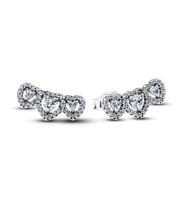 Boucles d'oreilles Pandora triple coeurs Halo modèle en argent 925/1000, 294411C01