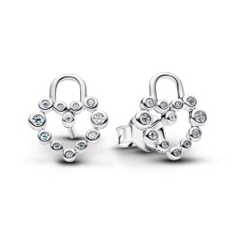 Boucles d'oreilles Pandora cadenas coeurs scintillants en argent 925/1000, 294419C01