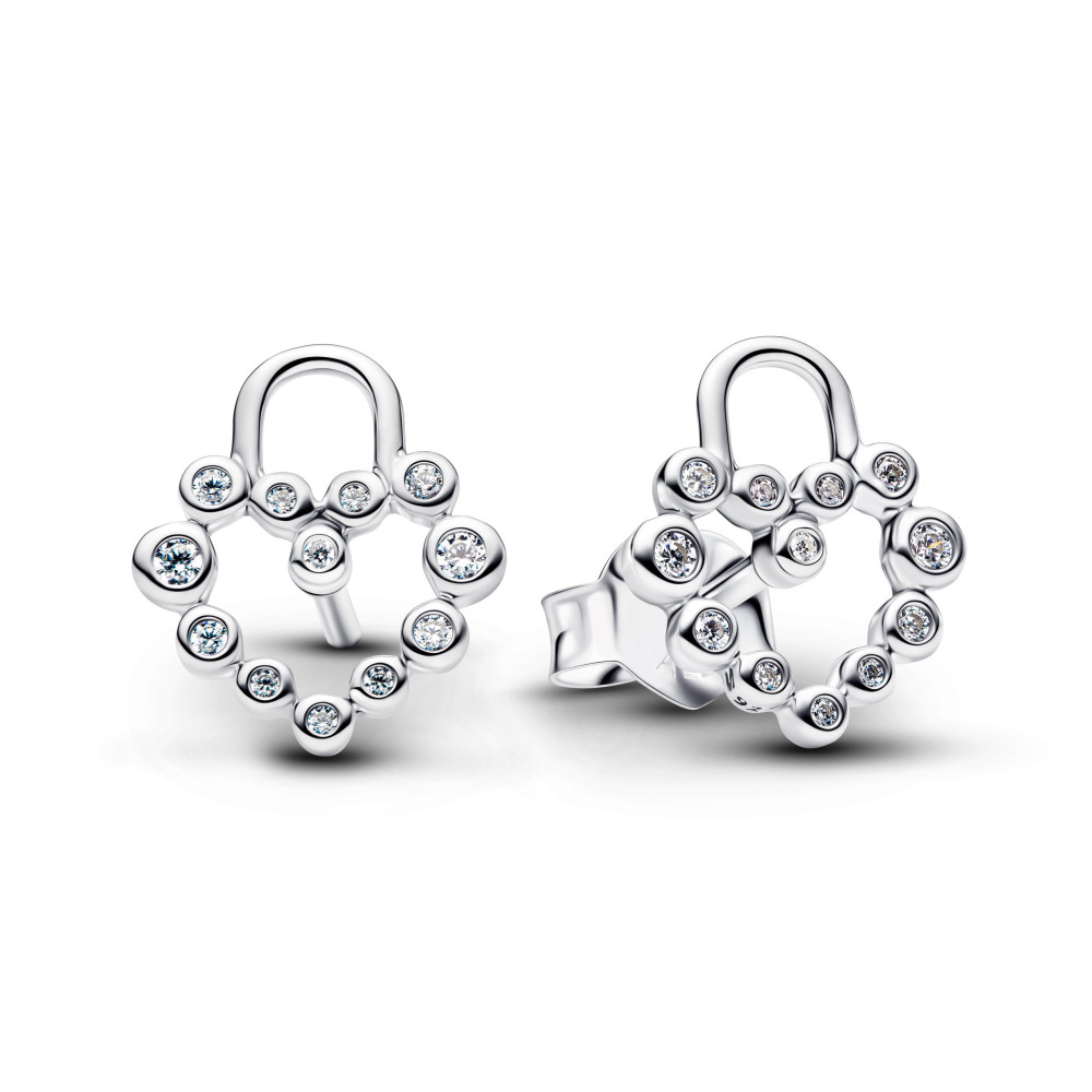 Boucles d'oreilles Pandora cadenas coeurs scintillants en argent 925/1000, 294419C01