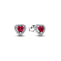 Boucles d'oreilles Pandora coeur surélevé rouge en argent 925/1000 298427C04