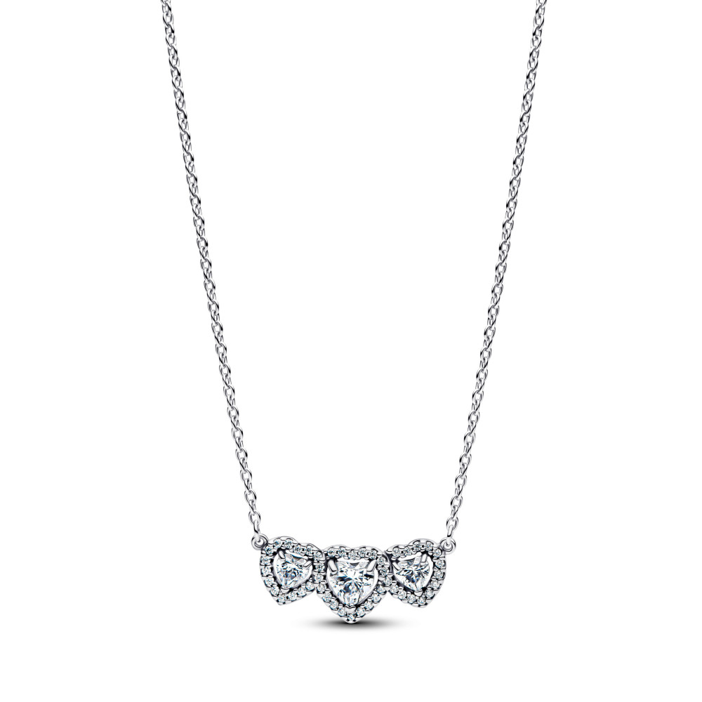 Collier Pandora triple coeur surélevé en argent 925/1000 394412C01-45