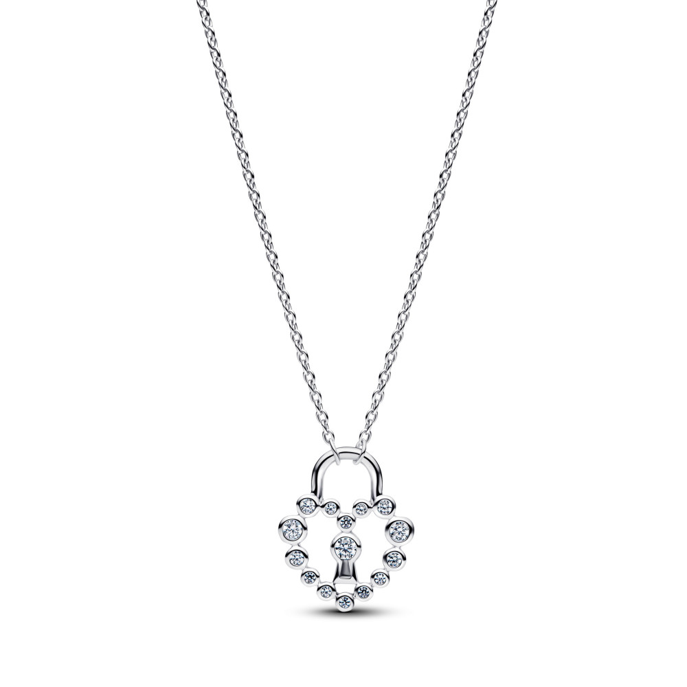 Collier Pandora avec pendentif cadenas coeur scintillant en argent 925/1000 394416C01-50
