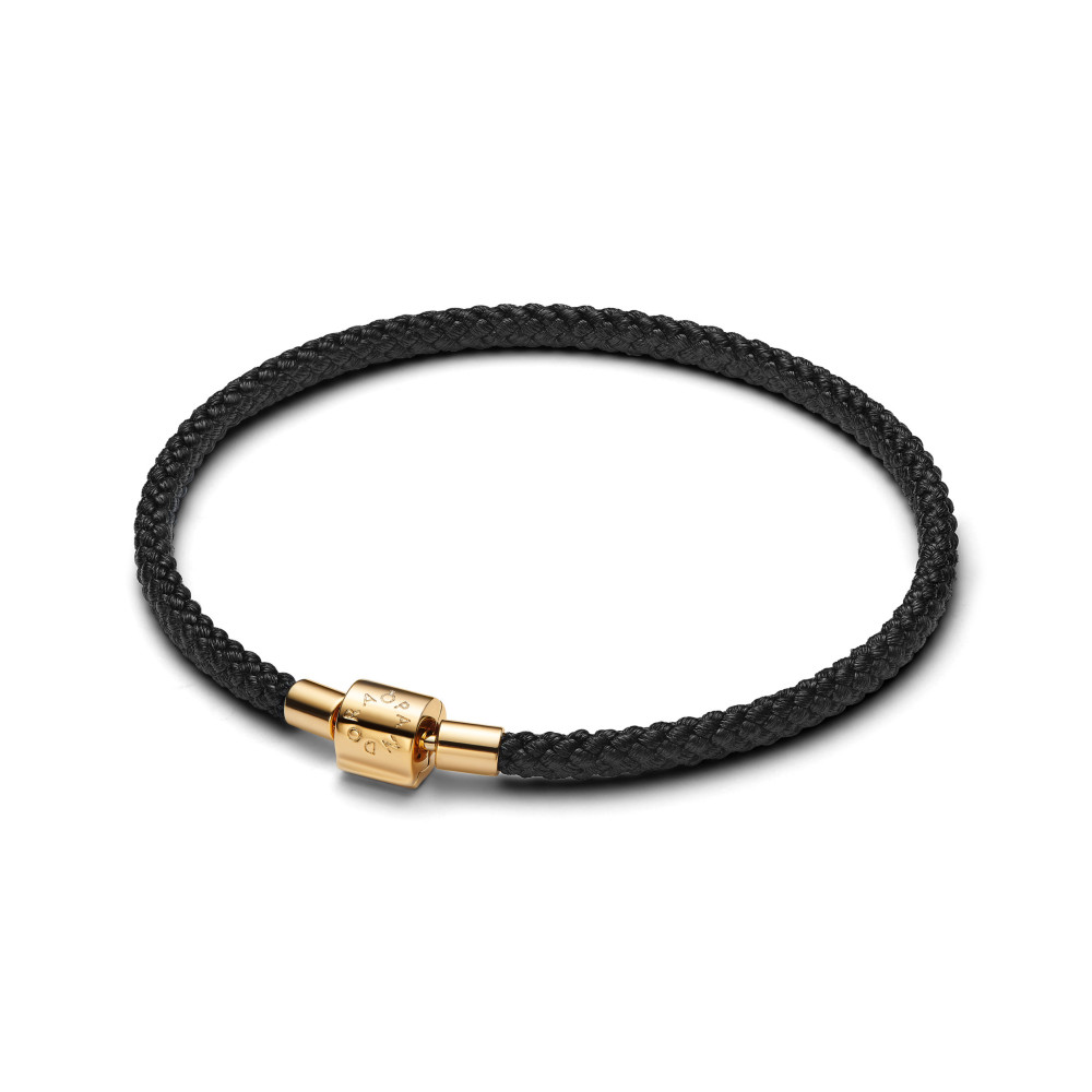 Bracelet Pandora, cordon noir brillant doré en métal doré or jaune 585/1000, 564530C01