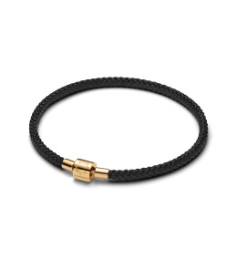 Bracelet Pandora, cordon noir brillant doré en métal doré or jaune 585/1000, 564530C01