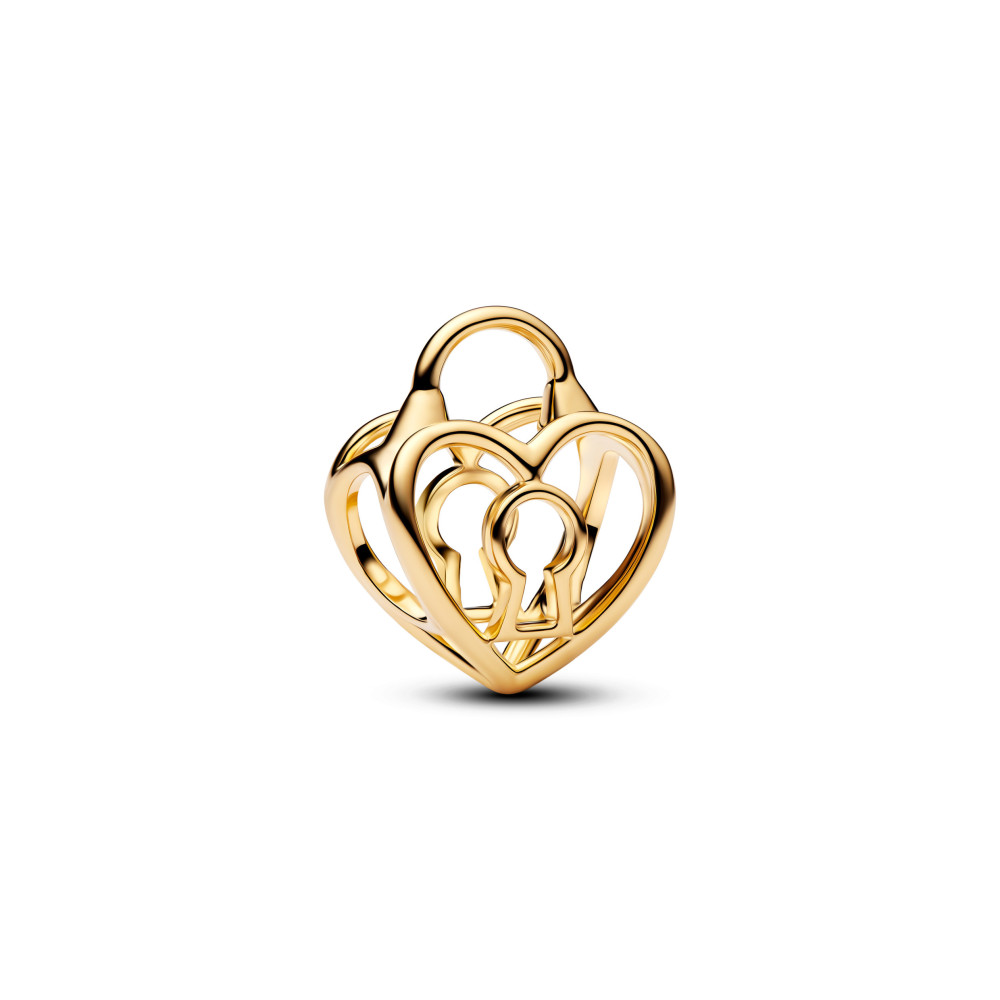 Charm Pandora cadenas coeur ajouré en métal doré or jaune 585/1000, 764358C00