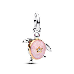 Charm Pandora édition 2026 tortue rose et diamant de synthèse en argent 925/1000 et métal doré or janue 585/1000, 764432C01