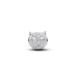 Charm Pandora mini chouette texturée en argent 925/1000