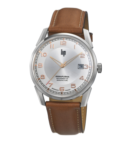 Montre Homme Lip Anapurna Automatique Manufacture 39 mm en acier et cuir 676011
