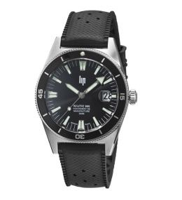 Montre Homme Lip Nautic 666 Automatique Manufacture 39 mm en acier et élastomère noir 676050