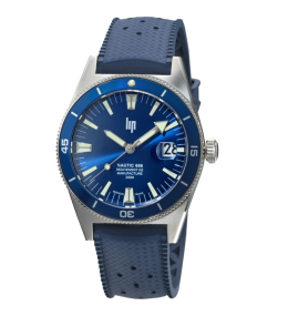 Montre Homme Lip Nautic 666 Automatique Manufacture 39 mm en acier et élastomère bleu 676051