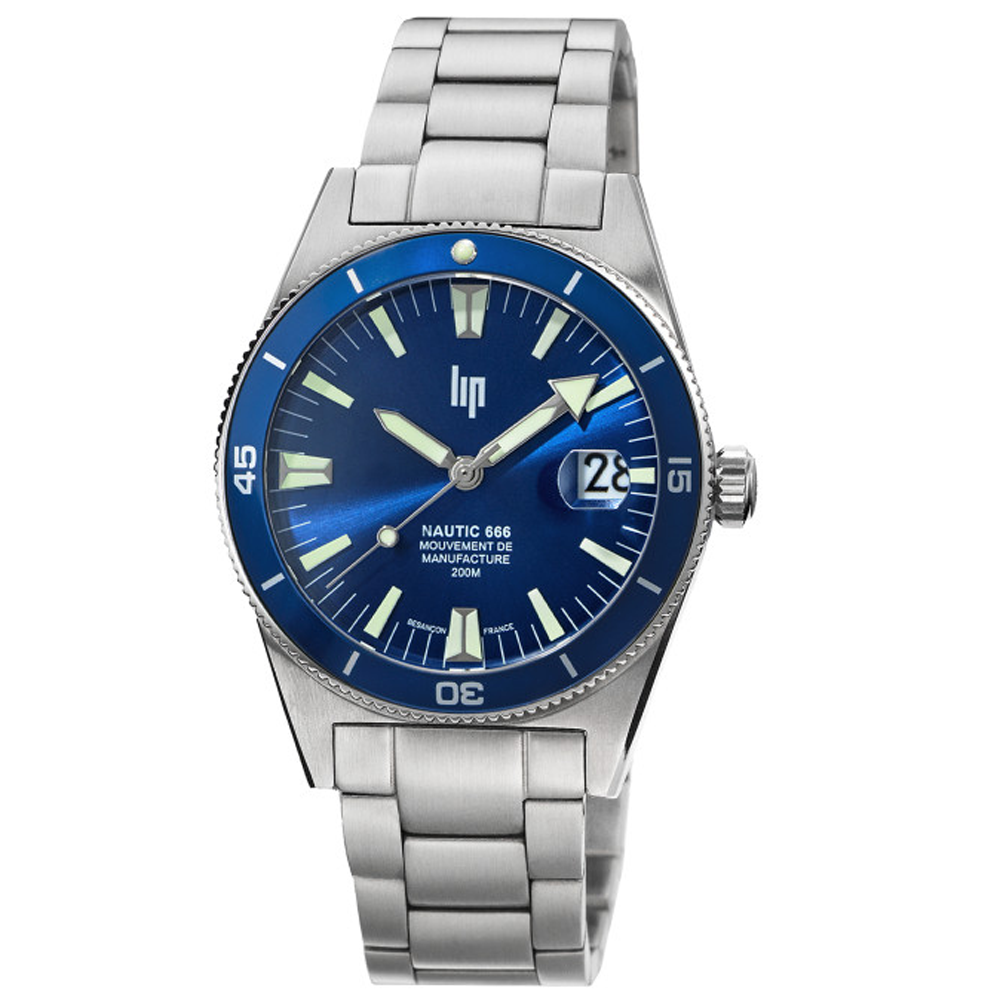 Montre Homme Lip Nautic 666 Automatique Manufacture 39 mm en acier 676052