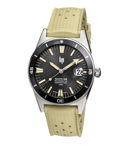 Montre Homme Lip Nautic 666 Automatique Manufacture 39 mm en acier et élastomère beige 676054