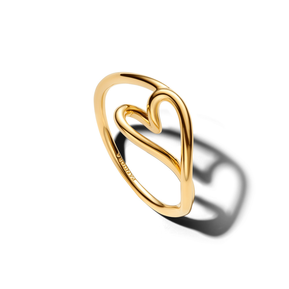 Bague Pandora coeur organique petit modèle en métal doré or jaune 585/1000, 164361C00