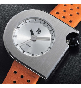 Montre Femme Lip Mach 2000 Mini Moon acier & cuir orange