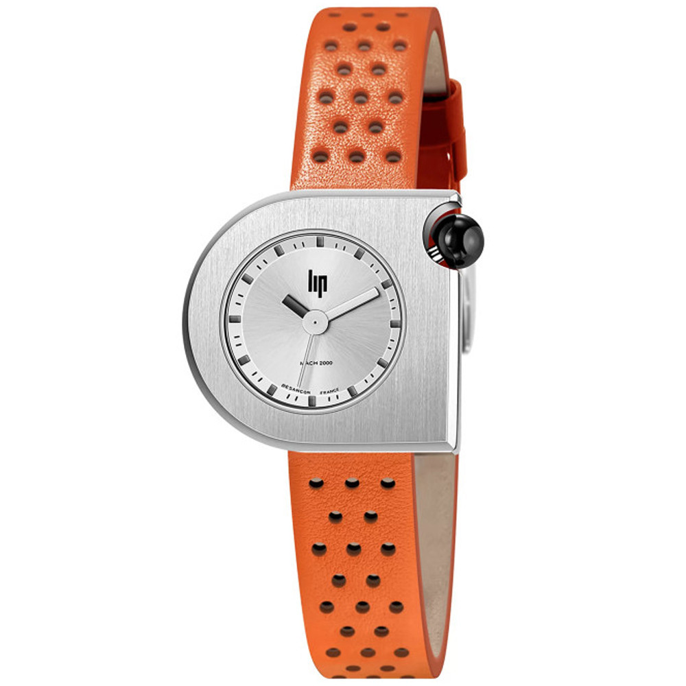 Montre Femme Lip Mach 2000 Mini Moon, 30 X 28 mm, quartz, acier et cuir 671190