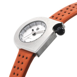 Montre Femme Lip Mach 2000 Mini Moon acier & cuir orange