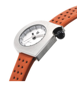 Montre Femme Lip Mach 2000 Mini Moon acier & cuir orange