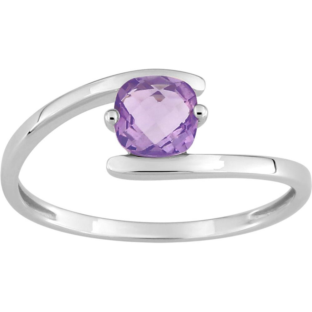 Bague or gris 375/1000, améthyste taille coussin by Stauffer