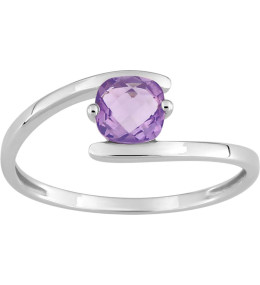 Bague or gris 375/1000, améthyste taille coussin by Stauffer
