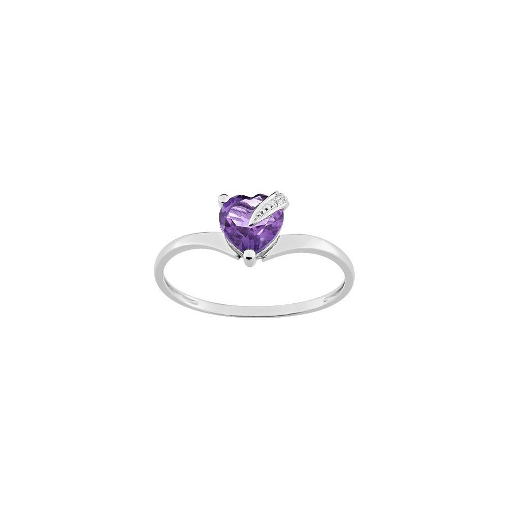 Bague or gris 375/1000, améthyste taille coeur by Stauffer