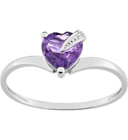 Bague or gris 375/1000, améthyste taille coeur by Stauffer