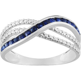 Bague or gris et saphirs bleus brillant Stauffer
