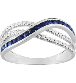 Bague or gris et saphirs bleus brillant Stauffer