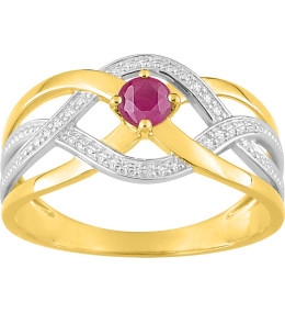 Bague or bicolore 375/1000, rubis taille brillant by Stauffer