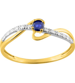 Bague or bicolore 375/1000, saphir bleu taille brillant by Stauffer