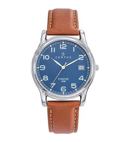 Montre Homme CERTUS, Analogique aiguilles en métal et cuir marron 611316