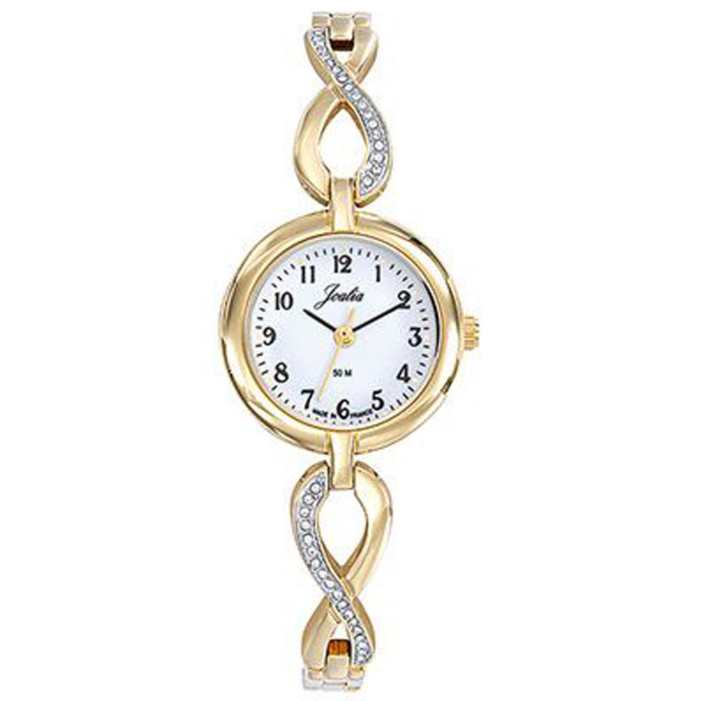 Montre Femme JOALIA Analogique Aiguilles avec cristaux, et métal doré or jaune, 631058
