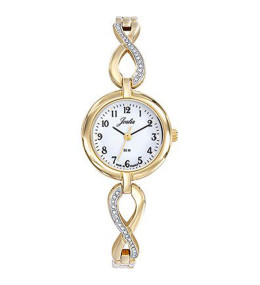 Montre Femme JOALIA Analogique Aiguilles avec cristaux, et métal doré or jaune, 631058