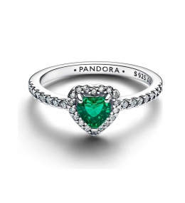Pandora 198421C07. Bague cœur vert argent 925/1000
