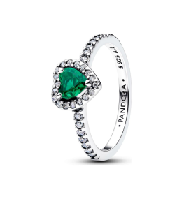 Bague Pandora timeless, coeur vert surélevé en argent /1000, 198421C07