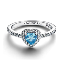 Pandora 198421C10. Bague cœur bleu clair