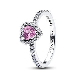 Bague Pandora timeless, coeur violet clair surélevé en argent /1000, 198421C12