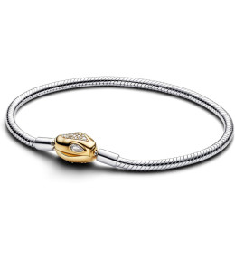 Bracelet Pandora mailles serpent, fermoir tête de serpent en métal doré or jaune 585/1000 et en argent 925/1000, 563683C01