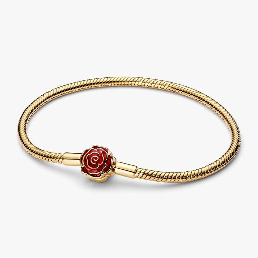 Bracelet Pandora Disney La belle et la bête rose enchantée en métal doré or jaune 585/1000, 564019C01