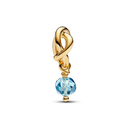 Charm pendentif Pandora Cercle de l'Éternité Bleu Azur Facetté en métal doré or jaune 585/1000, 763462C03