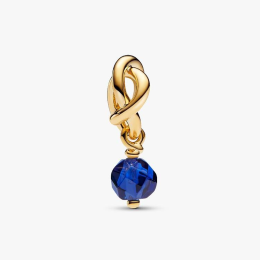 Charm pendentif Pandora Cercle de l'Éternité Bleu Facetté en métal doré or jaune 585/1000, 763462C09