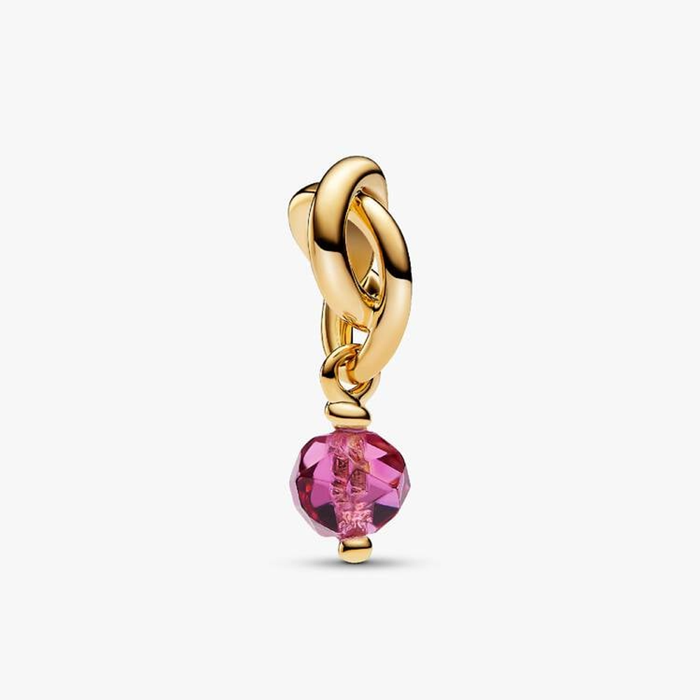 Charm pendentif Pandora Cercle de l'Éternité rose Facetté en métal doré or jaune 585/1000, 763462C10
