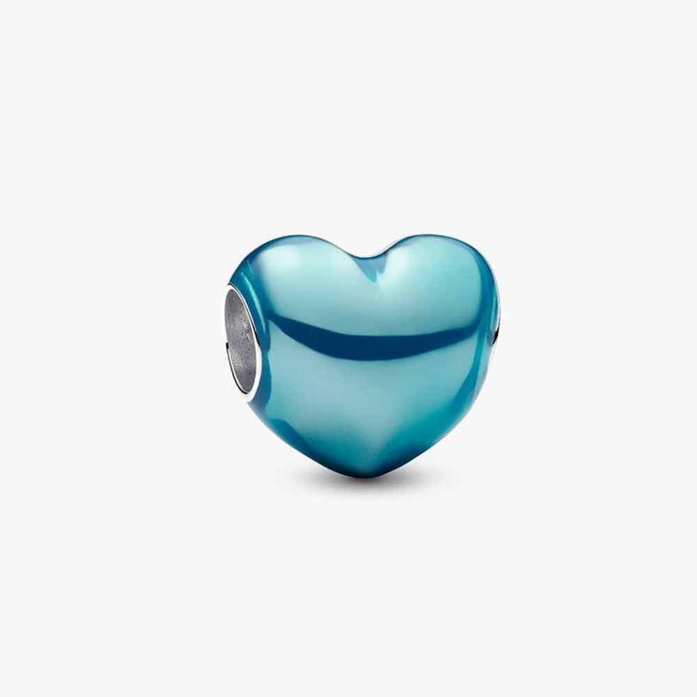 Charm coeur bleu ciel mettalique en Argent 925/1000 PANDORA 793337C06