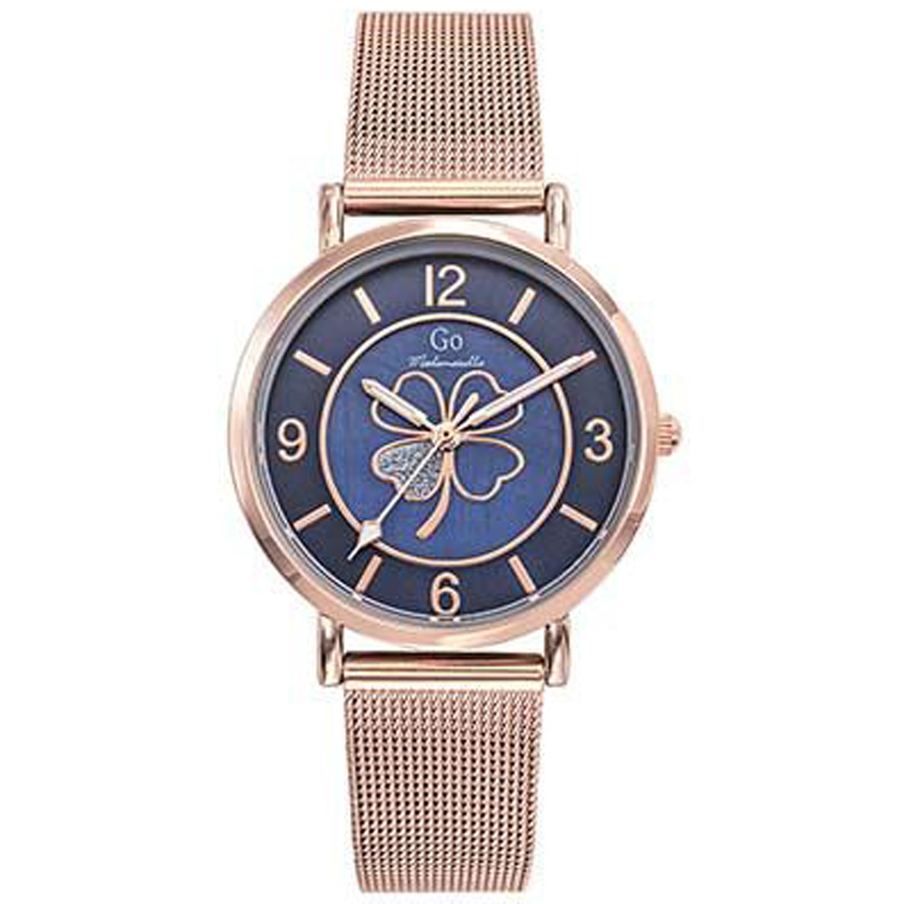 Montre Femme GO Analogique Aiguilles, cadran bleu trèfle à quatre feuilles, 695644