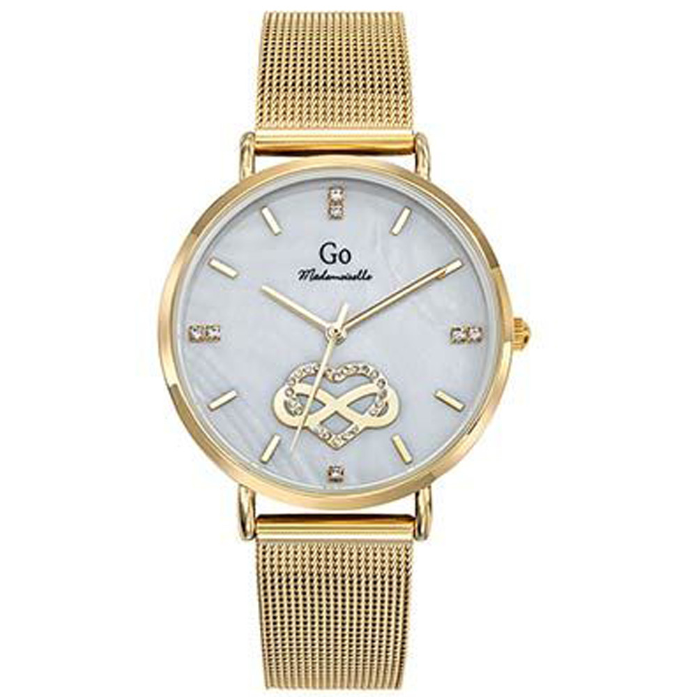 Montre Femme GO Analogique Aiguilles, cadran blanc coeur et infini, 695669