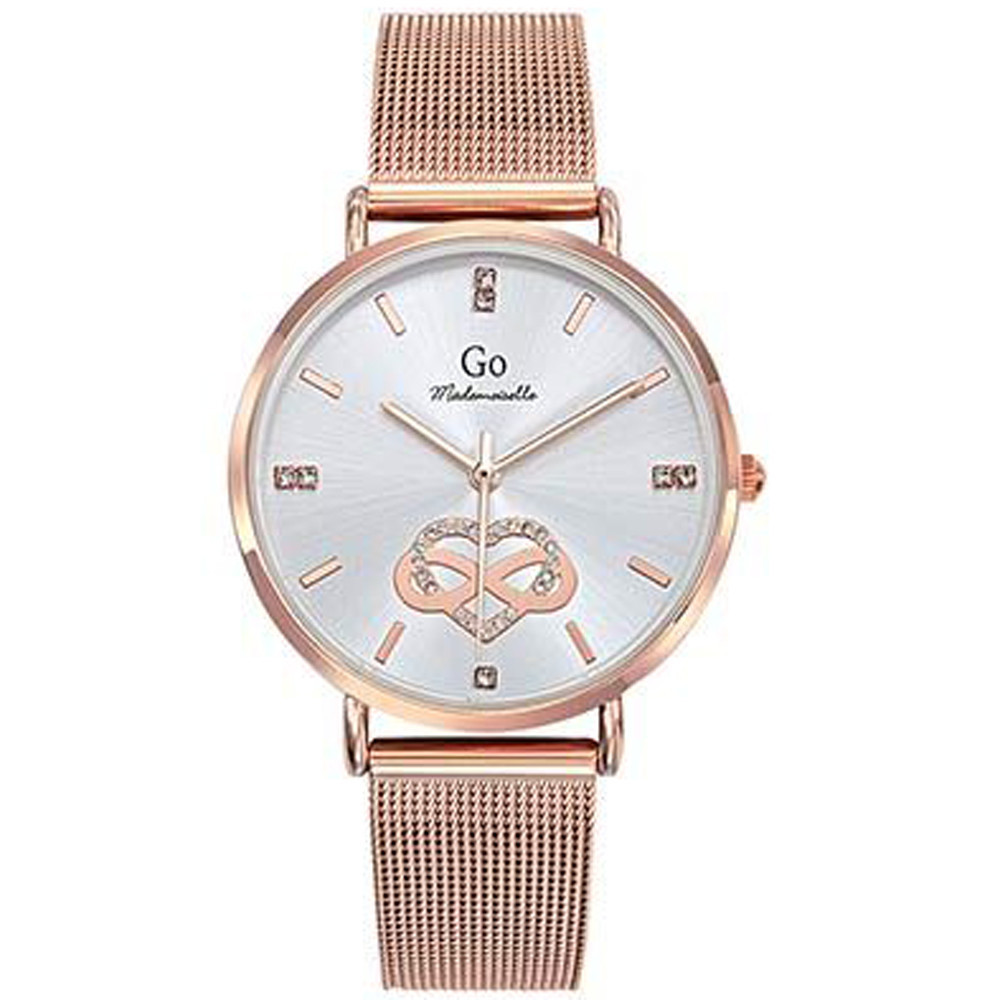Montre Femme GO Analogique Aiguilles, cadran argent coeur et infini, 695670