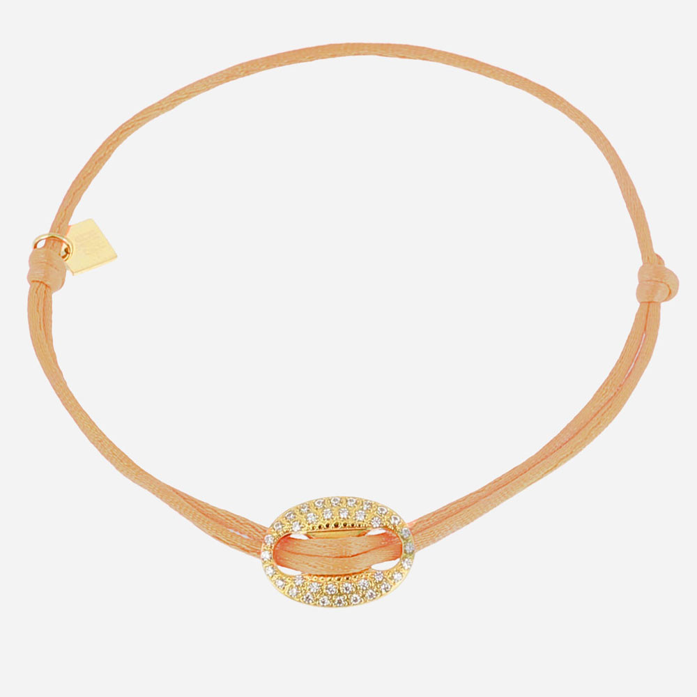 Bracelet grain de café en acier PVD jaune, cordon et oxydes de zirconium ZAG bijoux, SBF25359-01CFE